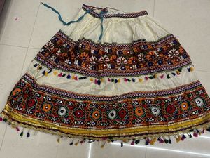Embroidered Ethnic Skirt with Tassels
