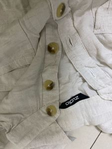 Cream Textured Long Sleeve Shirt