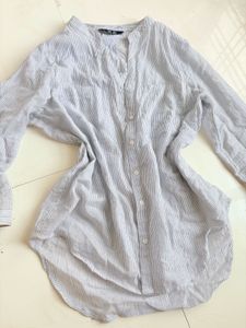 Striped Casual Button-Up Tunic Top