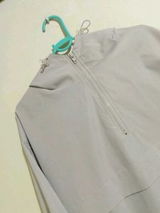 Women's Grey Hooded Pullover Top