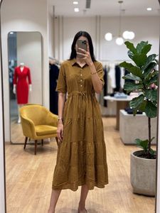Brown Tiered Midi Dress