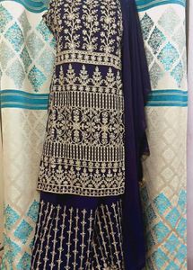 Elegant heavy embroidered palazzo set