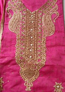 Vibrant Pink Embroidered dress material