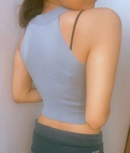 Grey Zip Neck Ribbed Tank Top