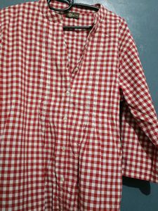 Red &amp; White Checkered Kurta