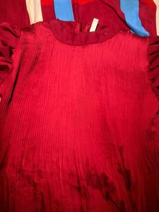 Elegant Red Pleated Top