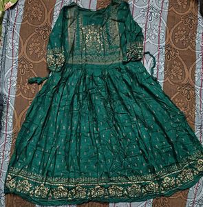 Elegant Teal Green Ethnic Anarkali Dress for Women
