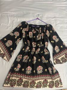 Bohemian Floral Off-Shoulder Dress