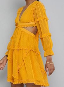 Magre Bell Sleeve Mustard Dress