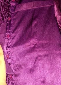 Satin Purple Button-Up Top