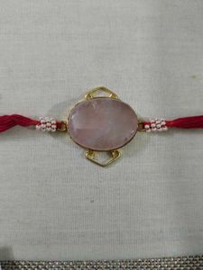 Rose Quartz Crystal Rakhi For Rakshabandhan