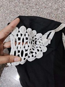 Chic Black Lace Trimmed Tunic Top