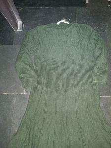 Very Beautiful Olive Green Woolen Frock