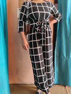 ❤️🥺🌸Chic Black &amp; White Checked Jumpsuit🥺❤️🌸