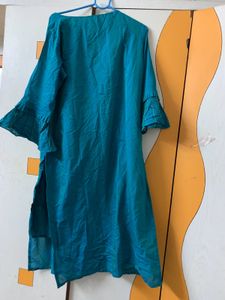Teal Cotton Kurta set without duptta