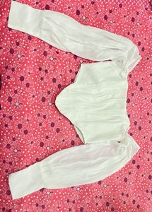 White Corset Top with Sheer Sleeves