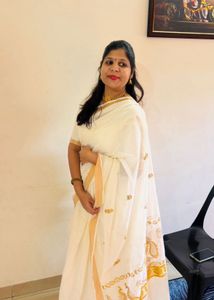 Elegant White Saree with Golden Border