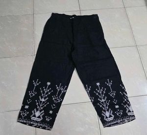 Global Desi Embroidered Black 3/4th pants