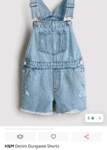 H&M Light Wash Denim Dungaree Shorts