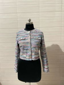 tweet Chic Textured Cropped Jacket