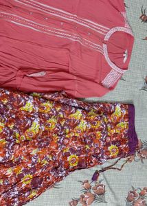 lakskita Peach shirt with Printed Palazzo Pants