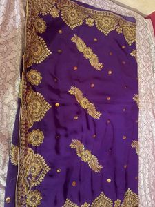 Stunning Purple Embroidered Saree