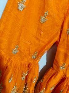 Embellished Orange Kurta and gharara