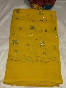 Yellow Embellished Saree