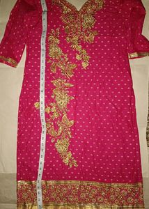 Pink Heavy Work Chudidar