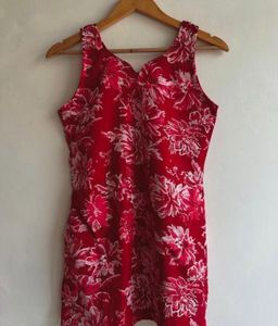 Vibrant Red Floral Sleeveless Dress