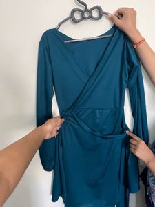 Teal Blue Wrap Dress