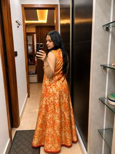 Stunning Floral Print Ethnic Gown