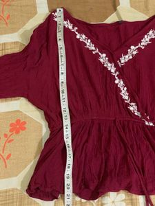maroon embroidered  Top