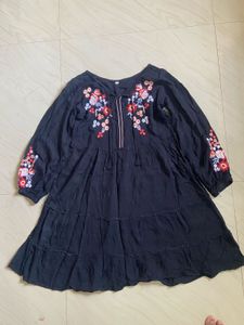 Embroidered Tiered Mini Dress