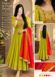 Stunning Embroidered Kurta Set with Leggings & Dup
