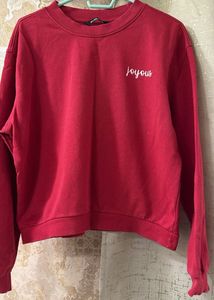 Round Neck Red 'Joyous' Sweatshirt