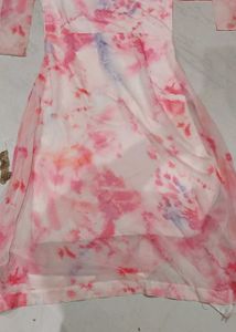 Elegant Pink Tie-Dye Maxi Dress one psc