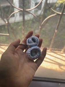 Handmade Twin Rose Crochet Keychain with freebie