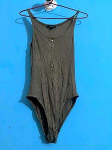 Basic Dark Green Sleeveless Bodysuit