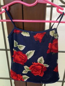 Navy Blue Floral Cami Top