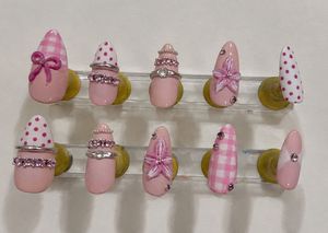 Kawaii Pink Press-On Nails