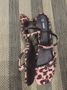 Leopard Print Kitten Heel Sandals