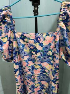 Summer Floral Print Dress with Slit