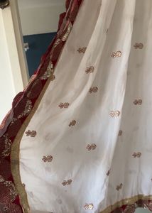 Elegant White &amp; Gold Embroidered Dupatta offer