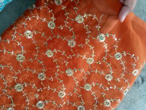 Orange Embroidered 2mtrs Fabric