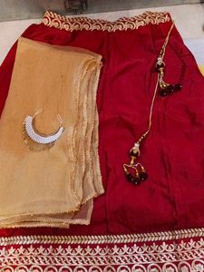 Royal Elegance: Maroon Lahenga Skirt FREE NECKLACE