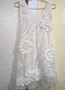 White Floral Applique Dress 🕊️