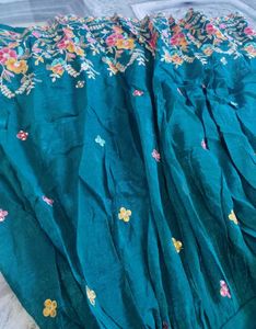 Elegant Teal Floral Embroidered Kurta Set