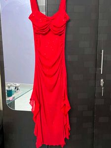 Red ruffle dress