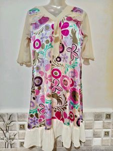 Vibrant Floral Print Dress Size S-M 34"-36"